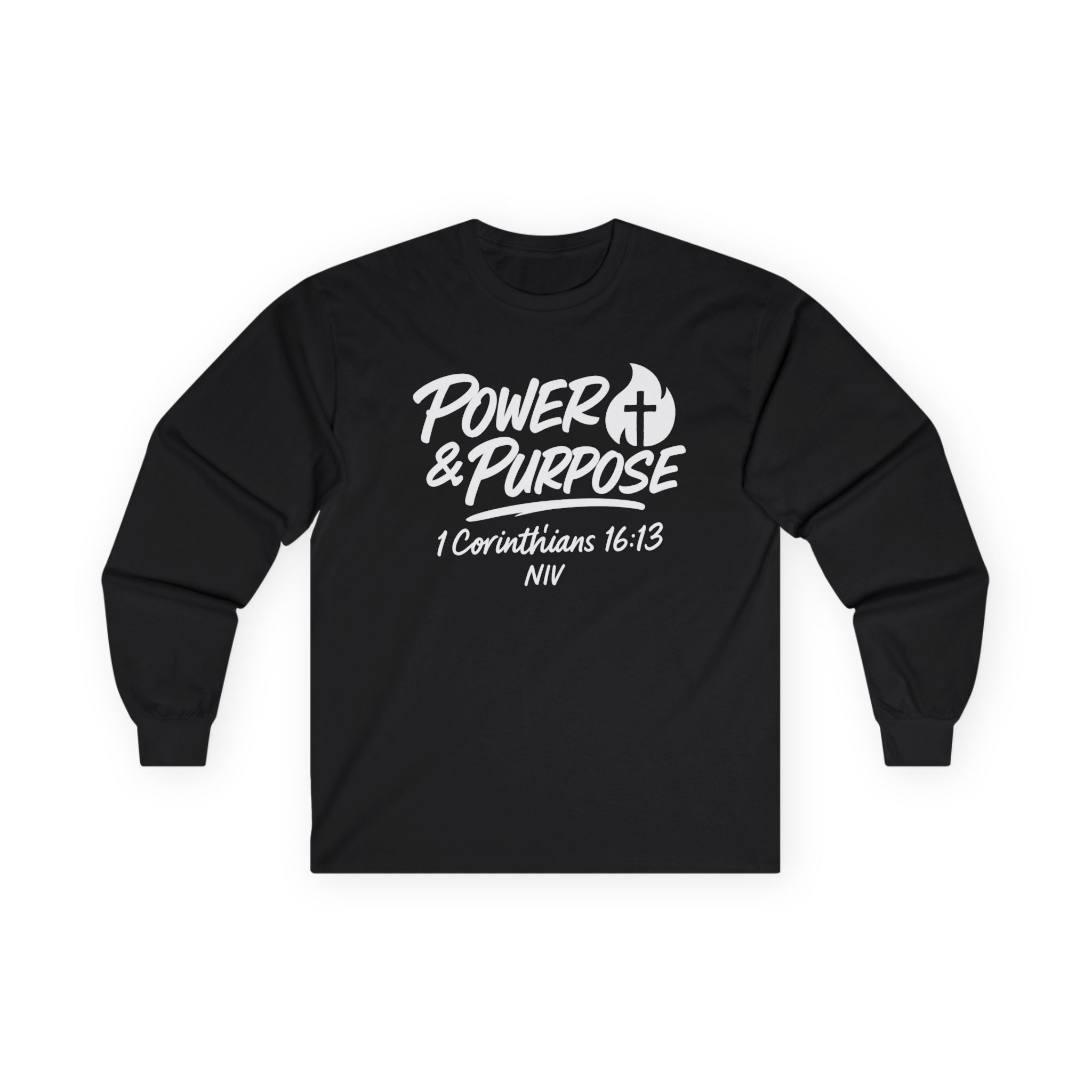 Power & Purpose Long Sleeve Tee — Inspirational Christian Graphic Shirt