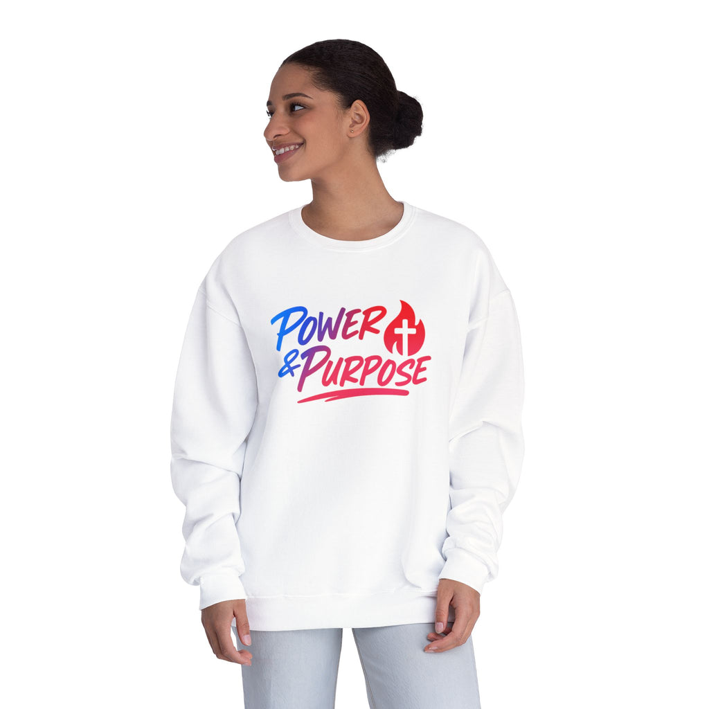 Power & Purpose Crewneck Sweatshirt — Inspirational Christian Graphic Sweatshirt