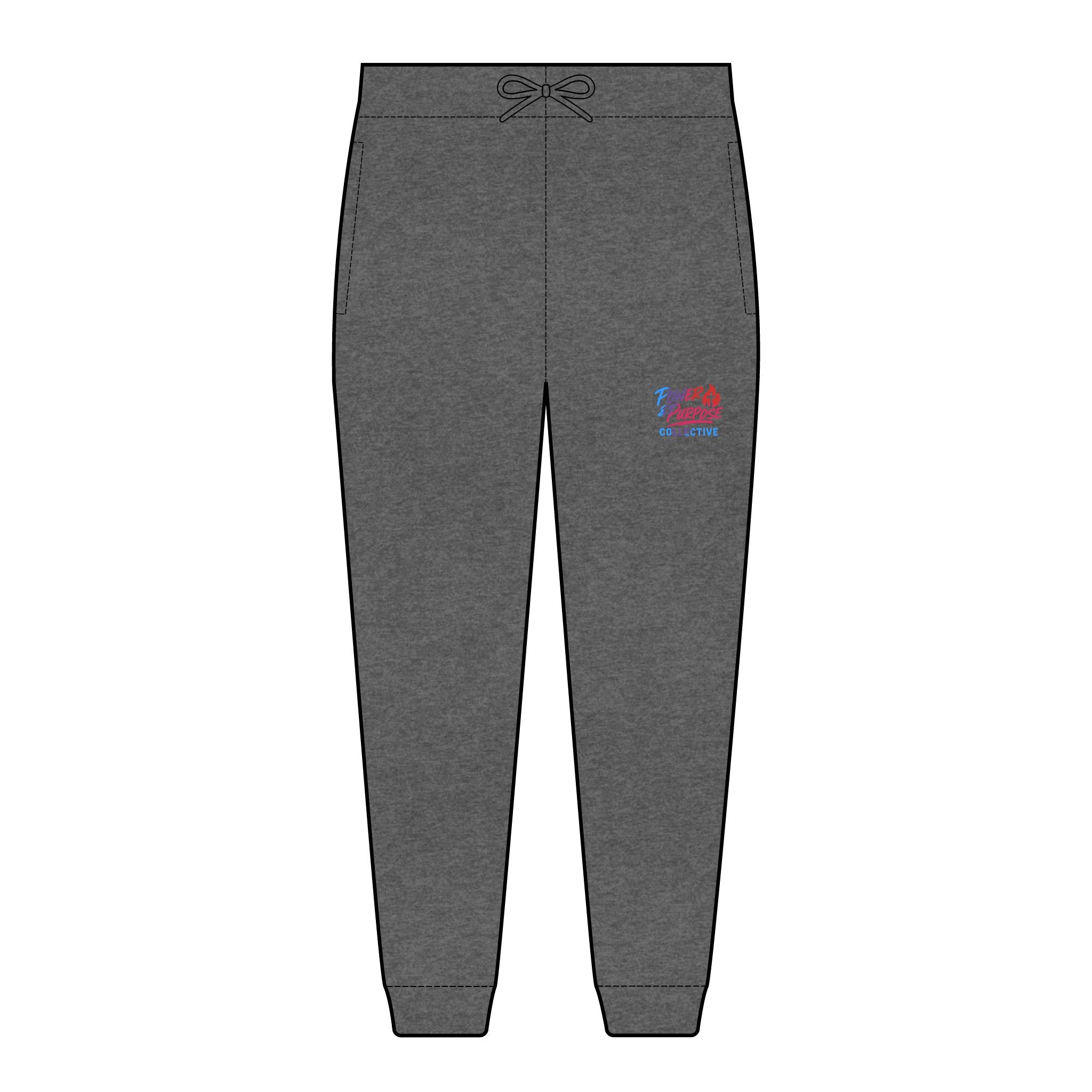 Embroidered Fleece Joggers — Small Chest Logo Casual Sweatpants